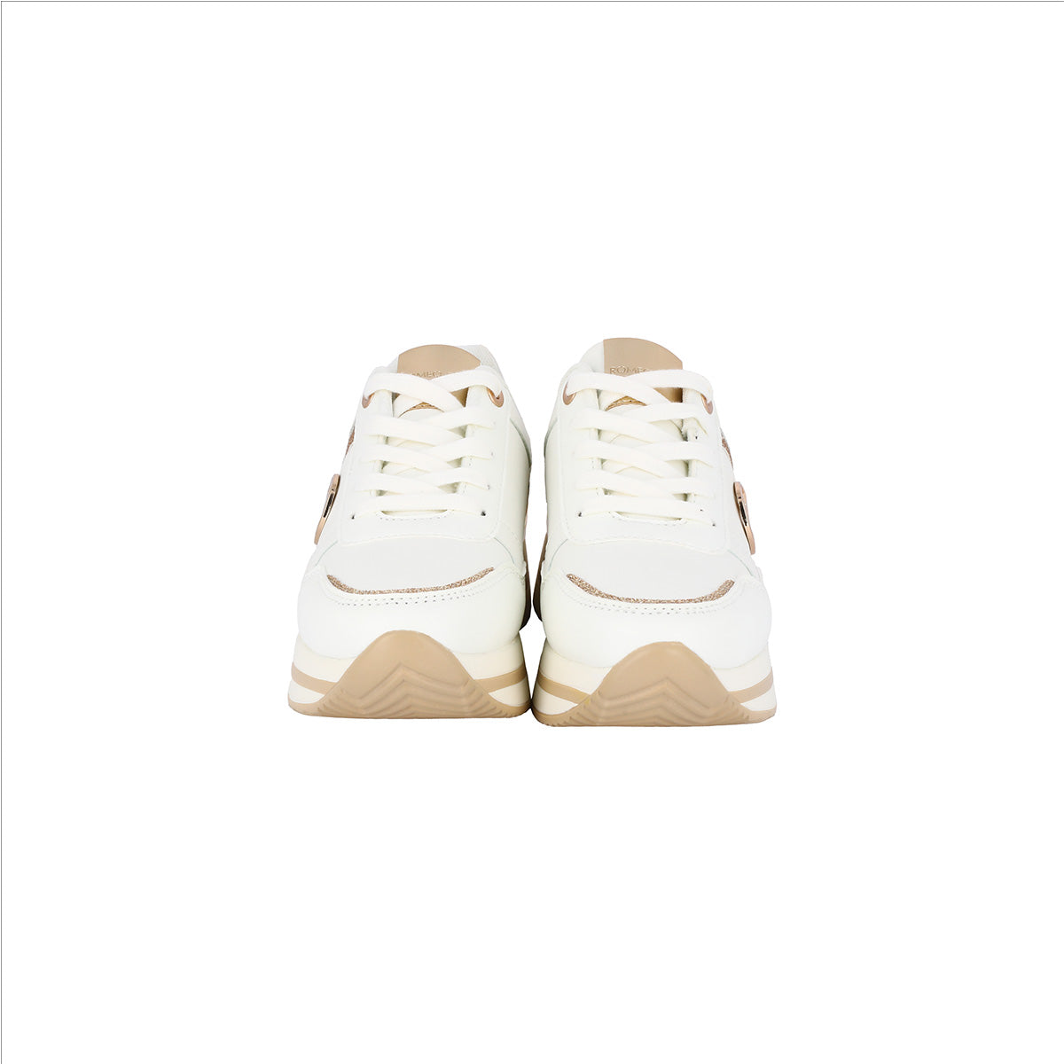 Sneakers bianche con dettagli dorati